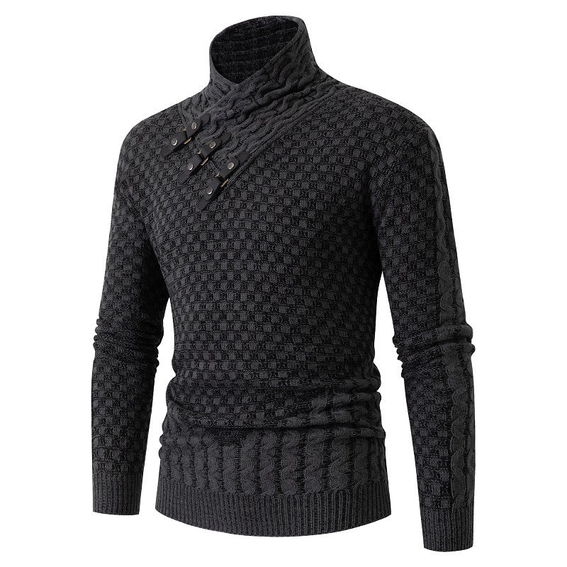 Men's Long Sleeve Half Turtleneck Knitted Sweater