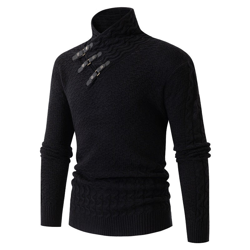 Men's Long Sleeve Half Turtleneck Knitted Sweater