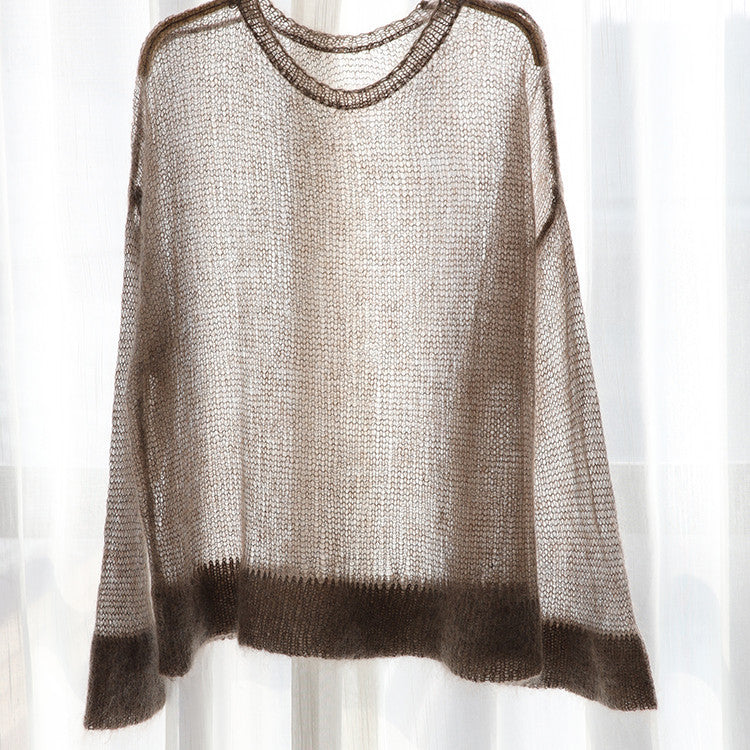 Loose Casual Solid Mohair Sweater Women