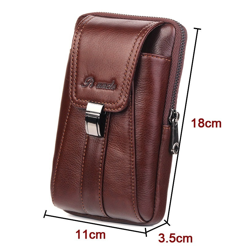 Men's Small Waist Bag Belt Mobile Phone Bag Vertical Multi-functional Mini Retro Cowhide