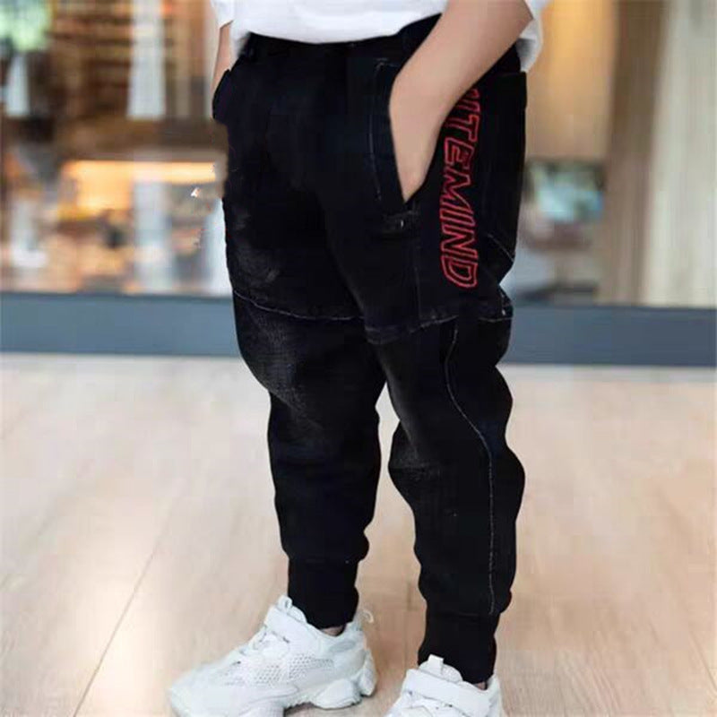 Kids Black Jeans Single Pants Spring And Autumn Boys Pants