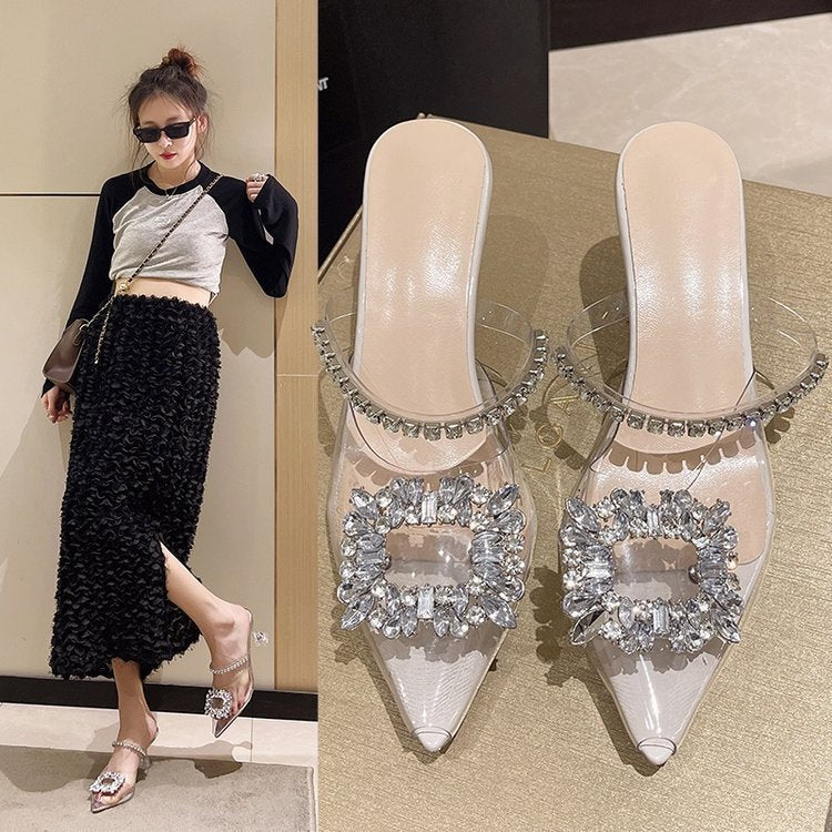 Rhinestone Pointed Toe Fashion Sandals For Women