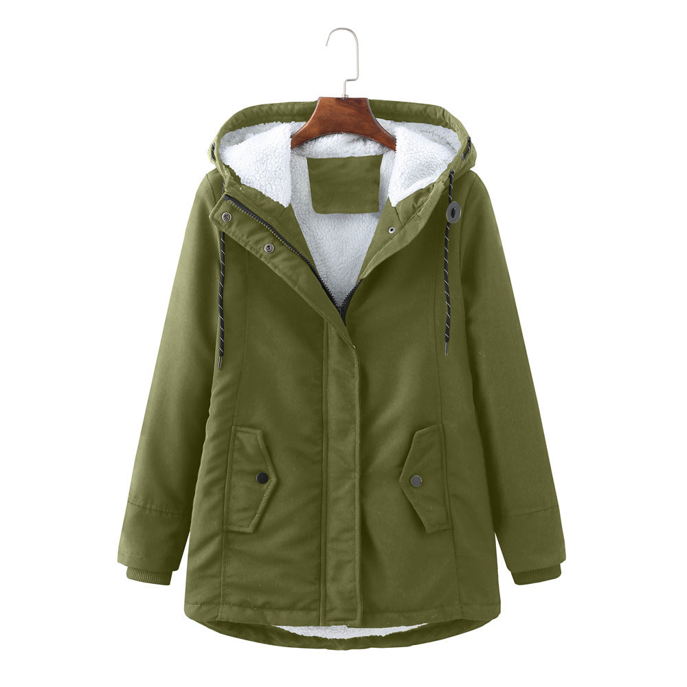 Ladies Hooded Lambswool Parka Winter Jacket