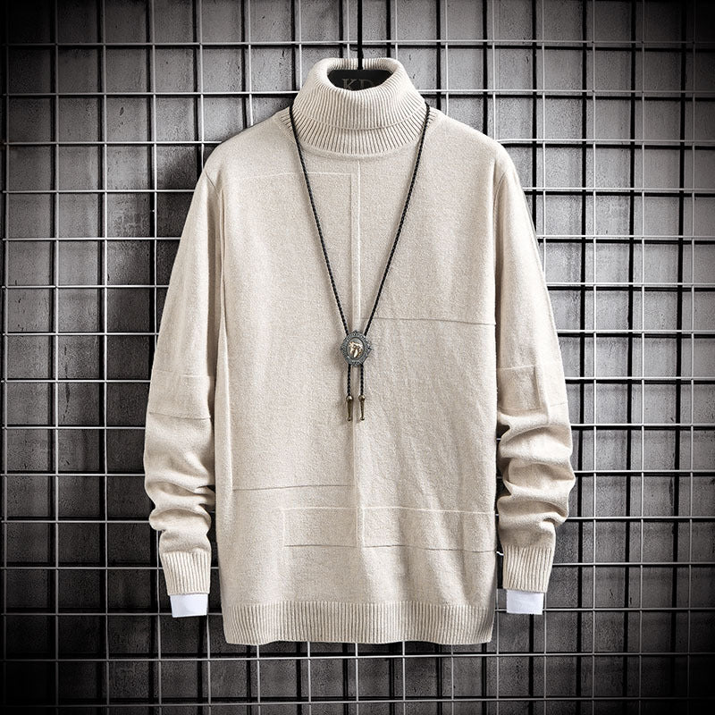 Men's High Neck Knitted Pullover