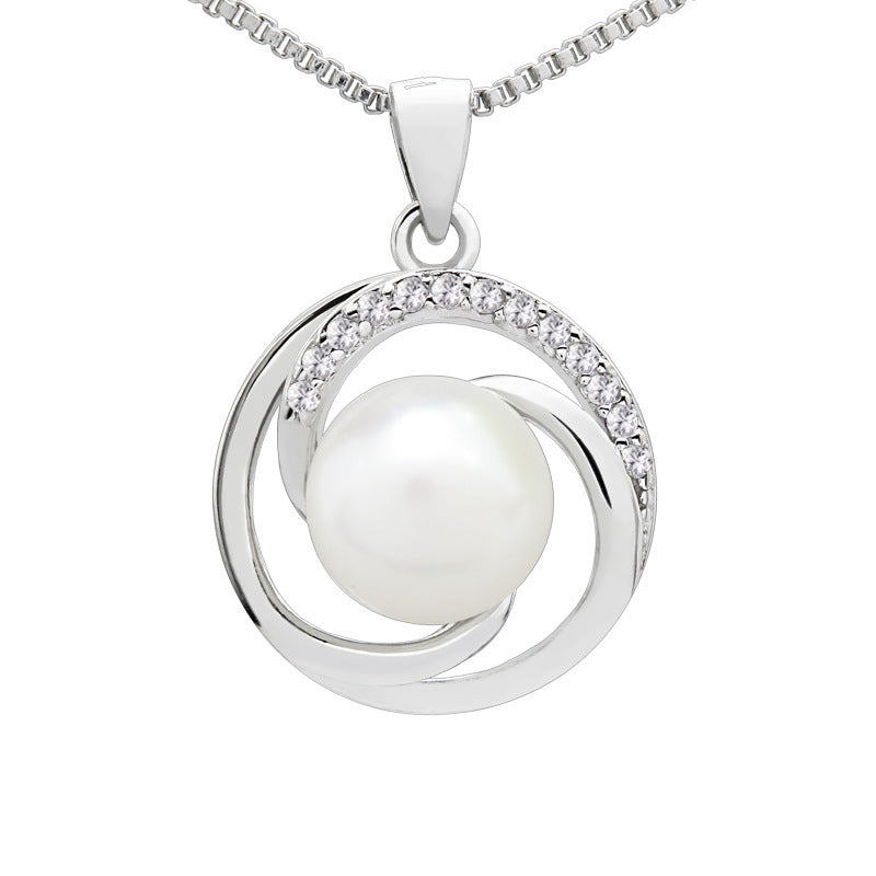 Flower Pearl Necklace Women's Natural Freshwater Rotating 925 Pure