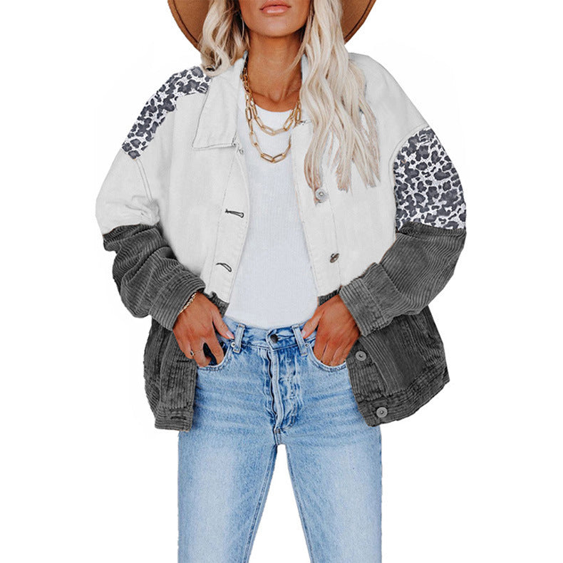 Women's Camo Contrast Loose Lapel Single Breasted Cardigan Jacket