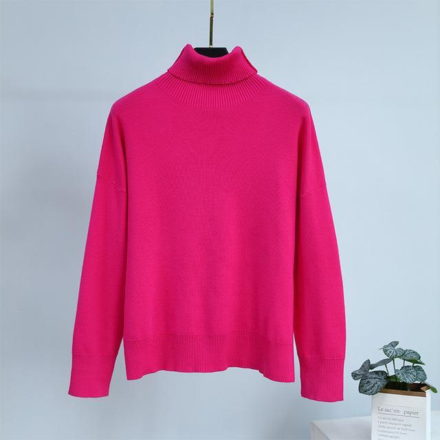 Solid Color Turtleneck Sweater