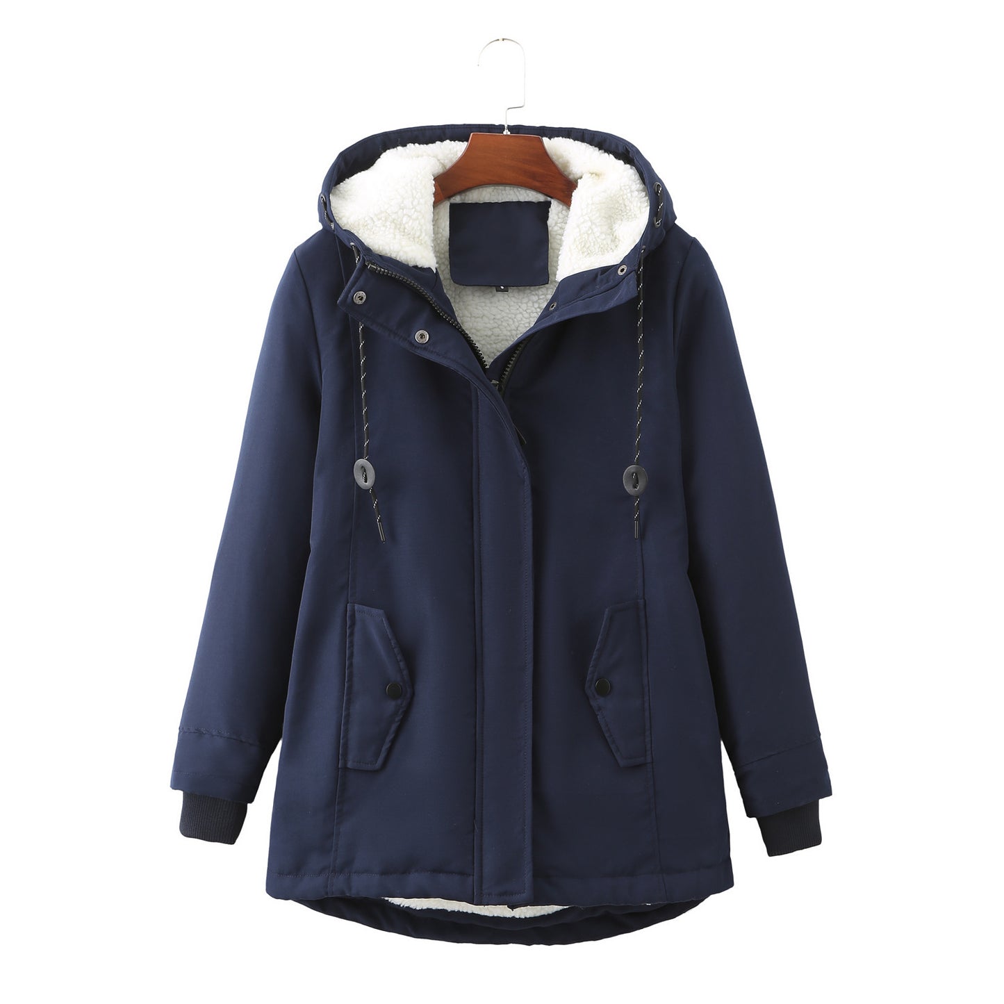 Ladies Hooded Lambswool Parka Winter Jacket