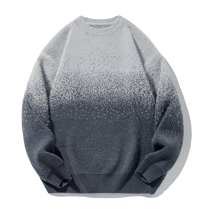 Artificial Mink Plush Gradient Design Sweater