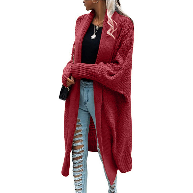 New Fashion Long Cardigan Bat Sleeve Sweater Coat Women