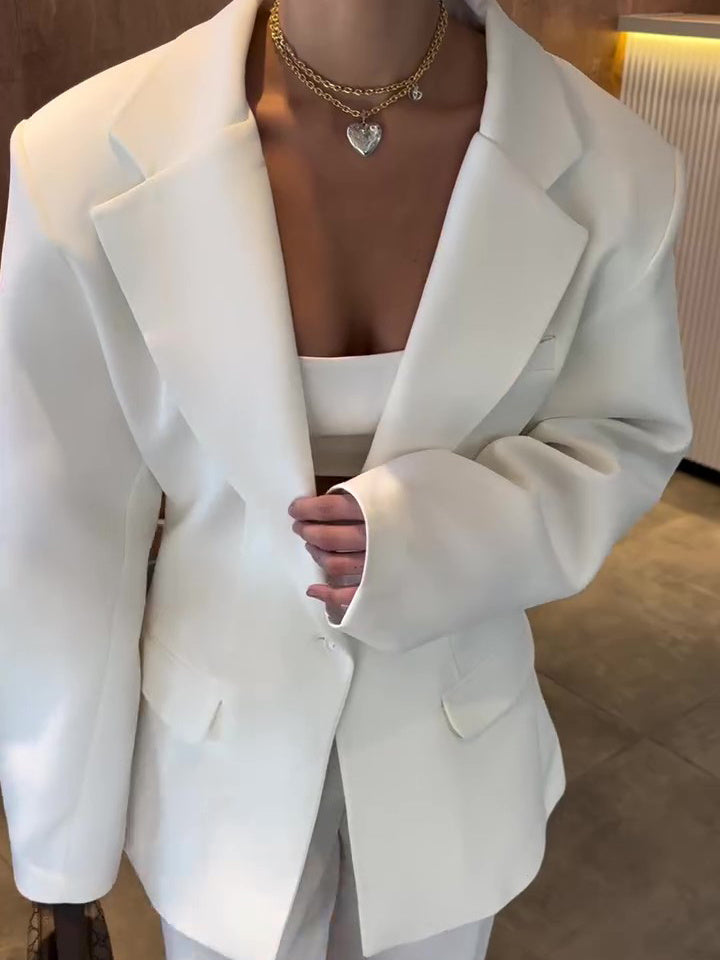 Elegant Solid Color Loose Blazer