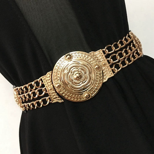 Fashion Metal Elastic Wide Belt Chain