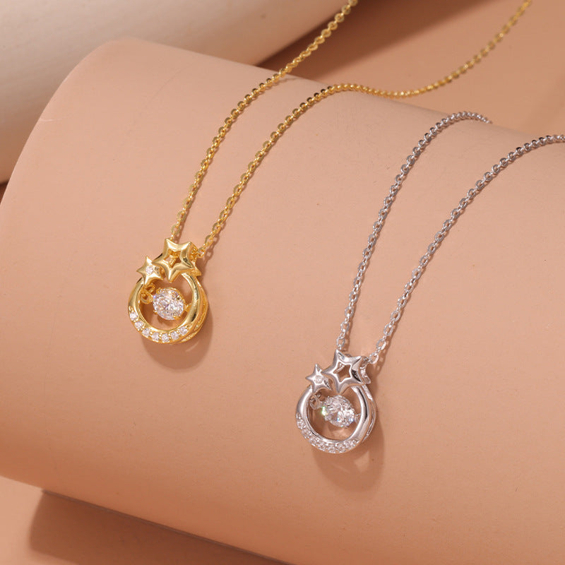 Pulsatile Heart Pendant S925 Silver Necklace Female Clavicle Chain