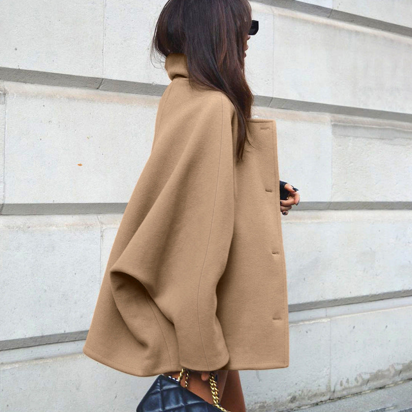 Brown Lapel Batwing Sleeve Jacket