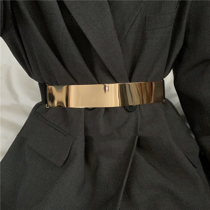 Mirror Glossy Metal  Waist Dress Belt