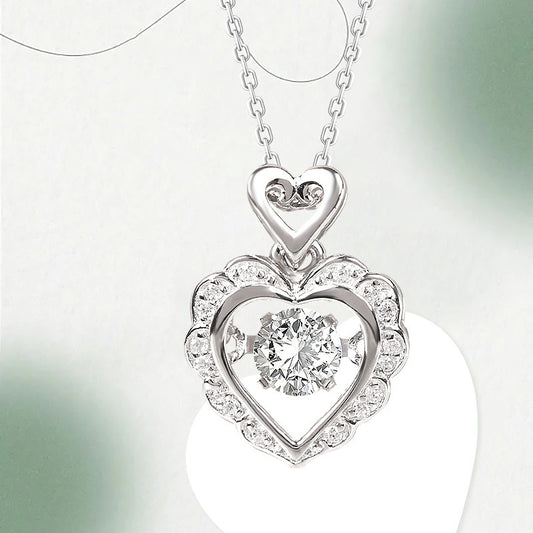 S925 Sterling Silver Loving Heart Necklace Women's All-match High-end Fashion