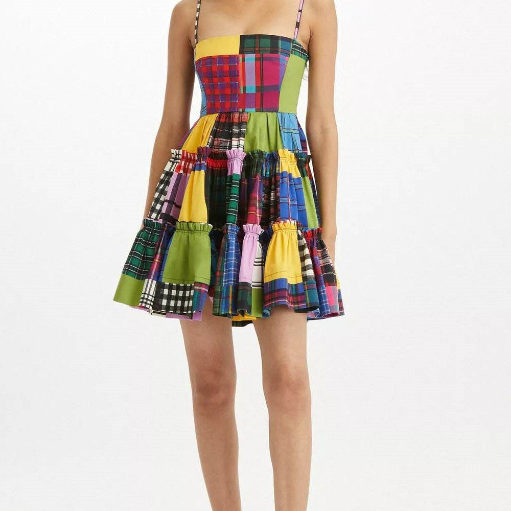 Plaid Printed Slip Dress For Women