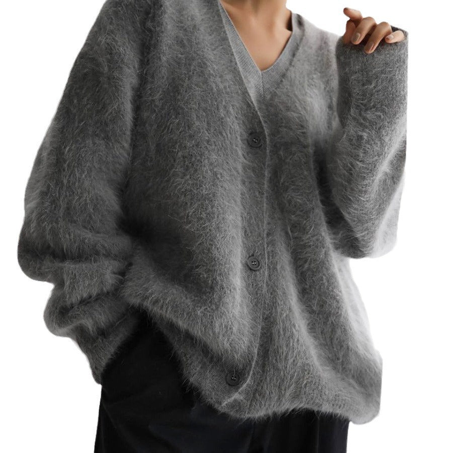 Knitted Sweater Cardigan Loose Long Sleeve V-neck