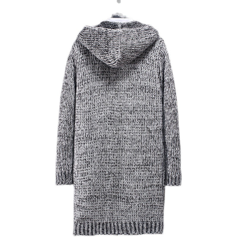 Men's Loose Knit Cardigan Hooded Casual Sweater Jacket