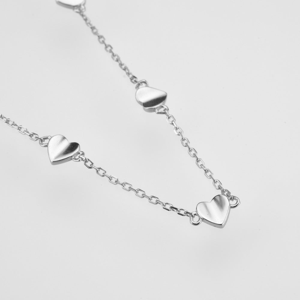 Women's S925 Loving Heart In Sterling Silver Scarf Long Necklace