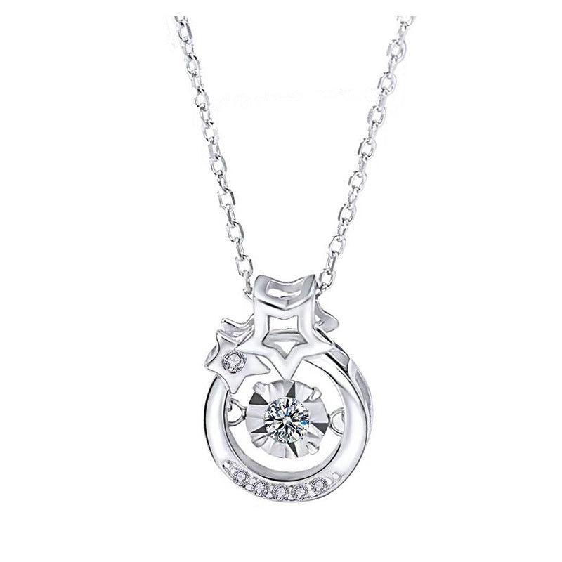 Pulsatile Heart Pendant S925 Silver Necklace Female Clavicle Chain