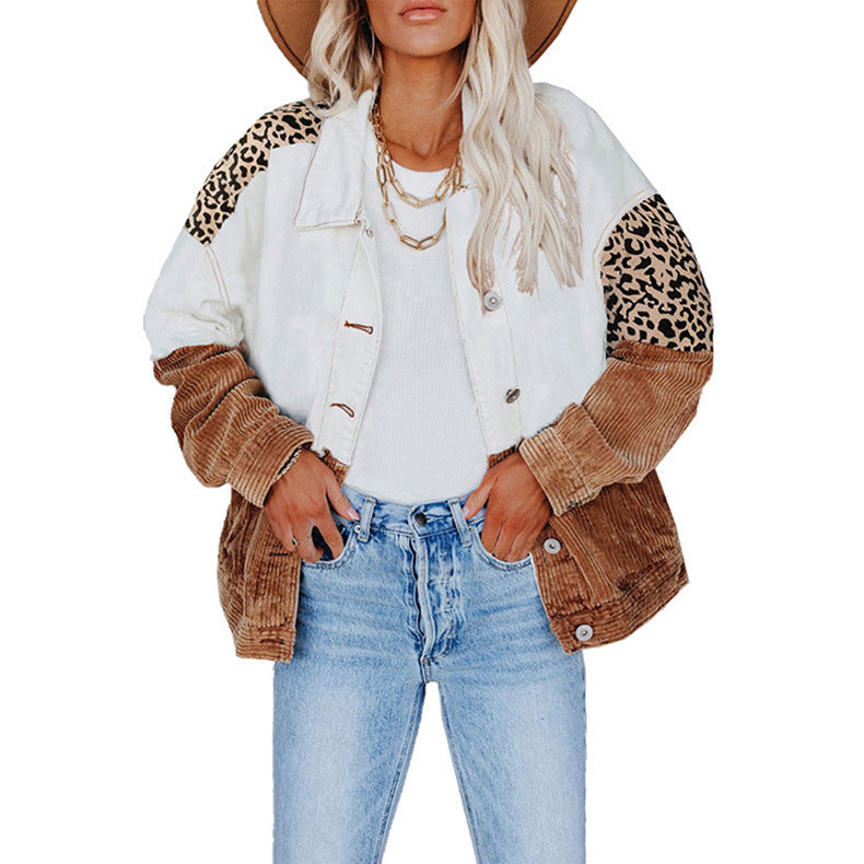 Women's Camo Contrast Loose Lapel Single Breasted Cardigan Jacket