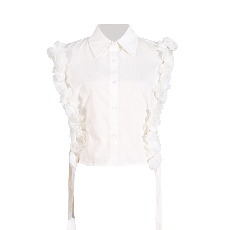 Three-dimensional Flower Stitching Shirt For Women