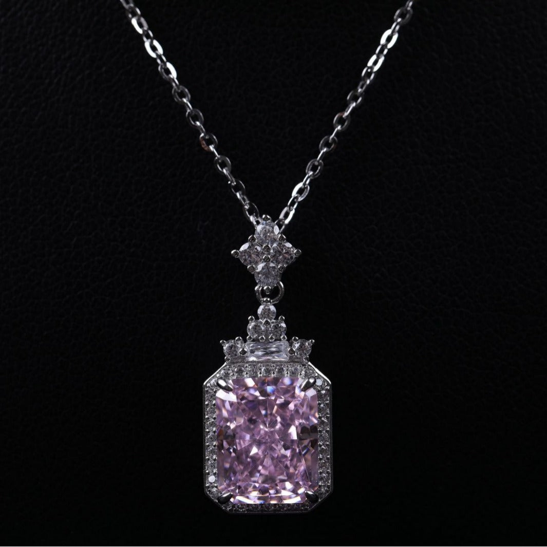 S925 Geometric Zircon Stylish Pendant High Fashion Necklace