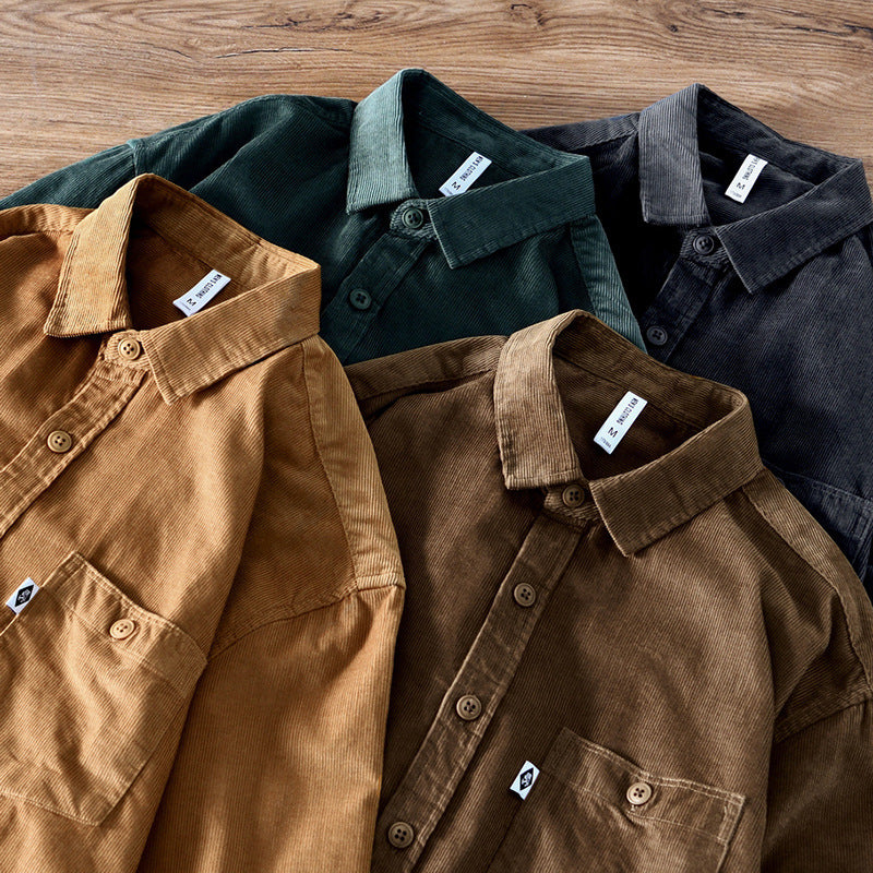 Pocket Casual Corduroy Long-sleeved Shirt