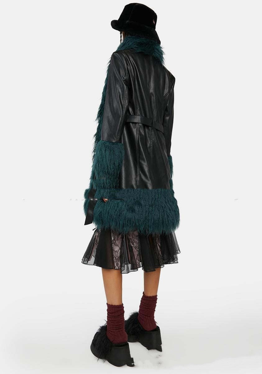 One-piece Mid-length Women Leather Fur Coat Women