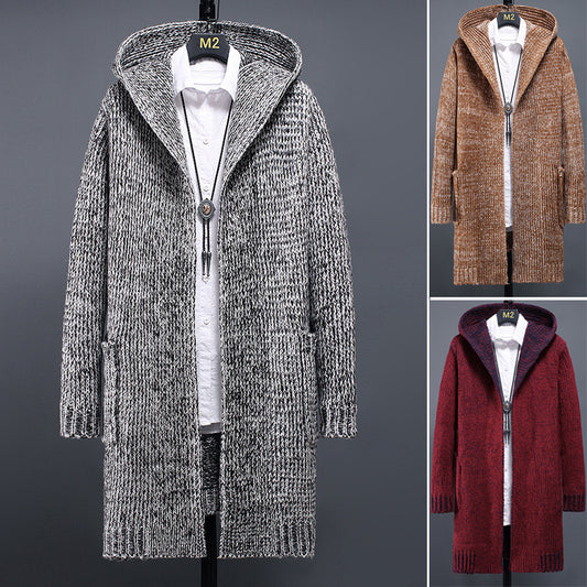 Men's Loose Knit Cardigan Hooded Casual Sweater Jacket