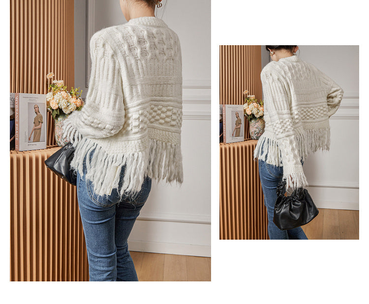 Women's French-style Retro Tassel Cardigan Jacket