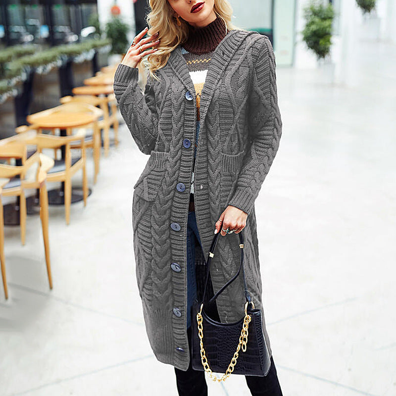 Wool Solid Color Cardigan Loose And Long Oversized Coat