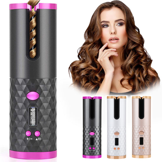 Rechargeable Automatic Hair Curler Women Portable Hair Curling Iron LCD Display