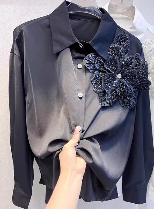 Women's Three-dimensional Flower Long-sleeved Shirt