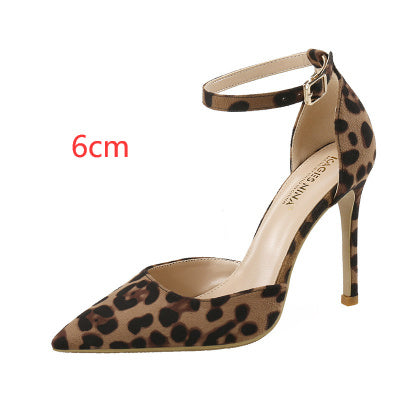 Hollowed Sandals Stiletto Leopard Print