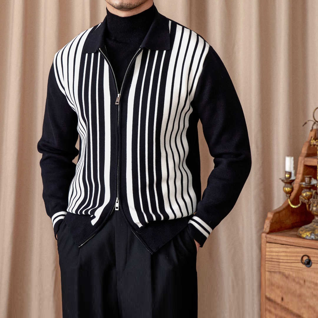 Autumn And Winter Wild Striped Cotton Men's Cardigan