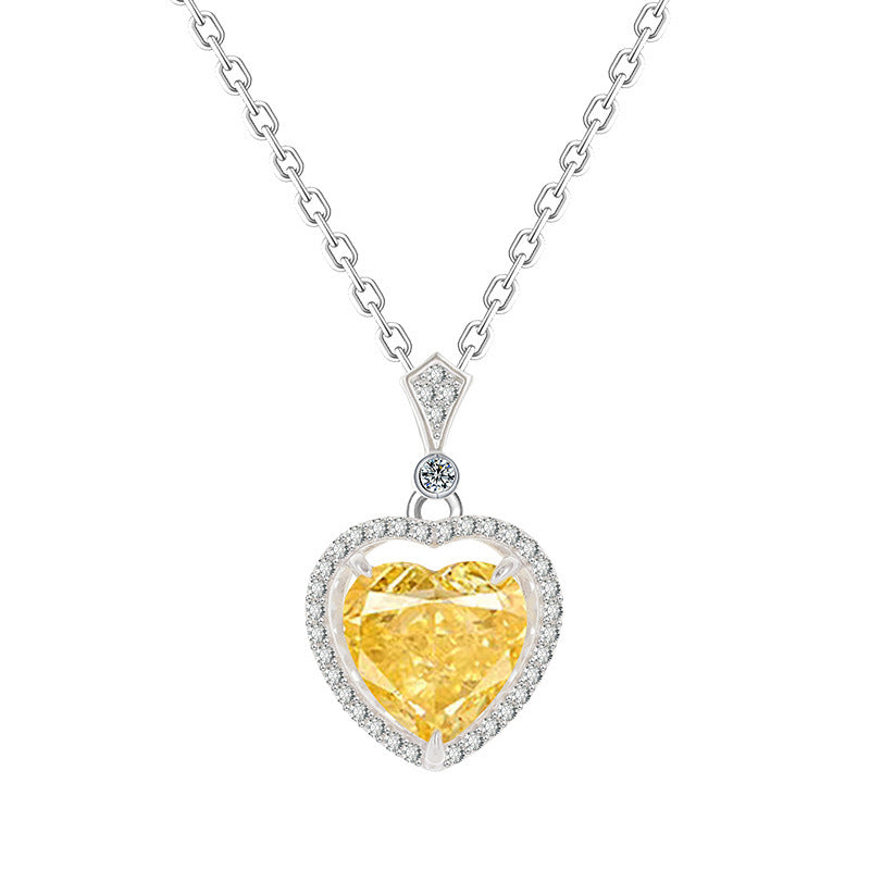 New Yellow Diamond Sterling Silver Necklace For Girls