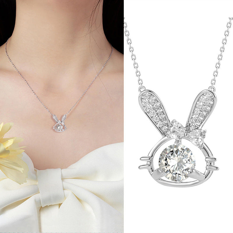 Rabbit Necklace S925 Sterling Silver Female Style