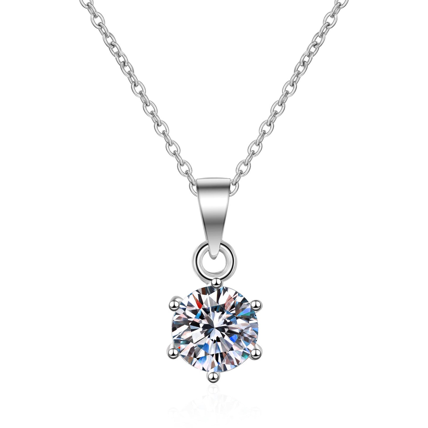 High-grade Moissanite Six-claw Pendant Necklace