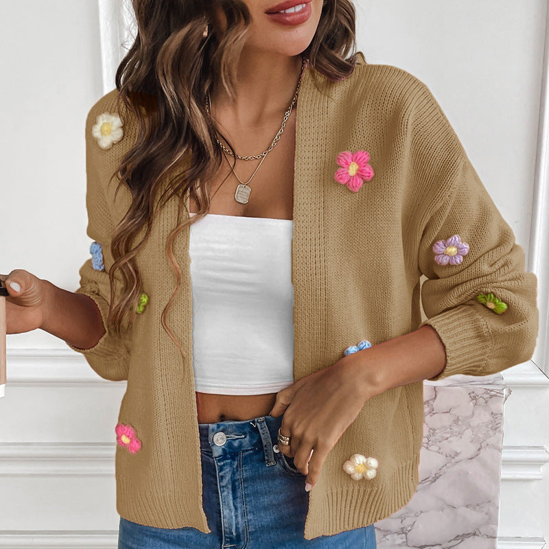 Flower Sweet Knitted Cardigan Sweater For Women