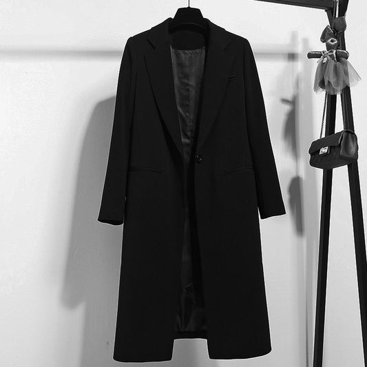 New OL Women's Temperament Slim Black Suit Long