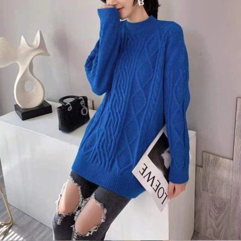 Lazy Wind Knitted Retro Twist Red Sweater Women