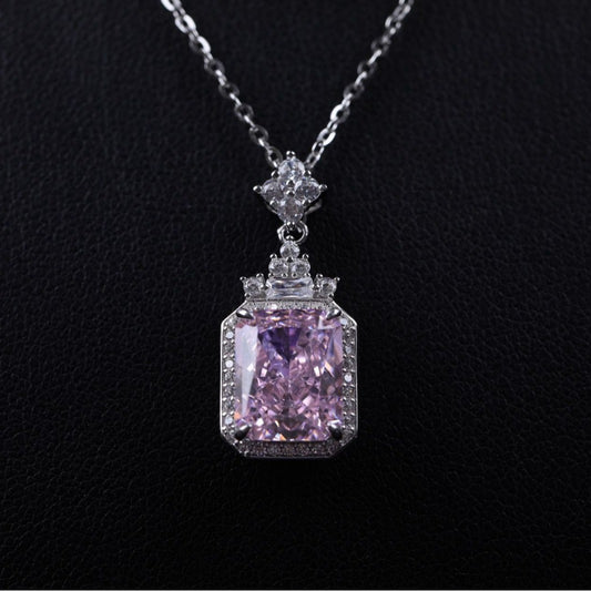 S925 Geometric Zircon Stylish Pendant High Fashion Necklace