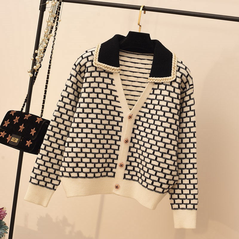 Western Style Younger Taller And Thinner Knitted Cardigan