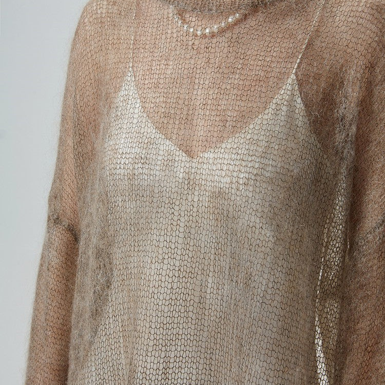 Loose Casual Solid Mohair Sweater Women