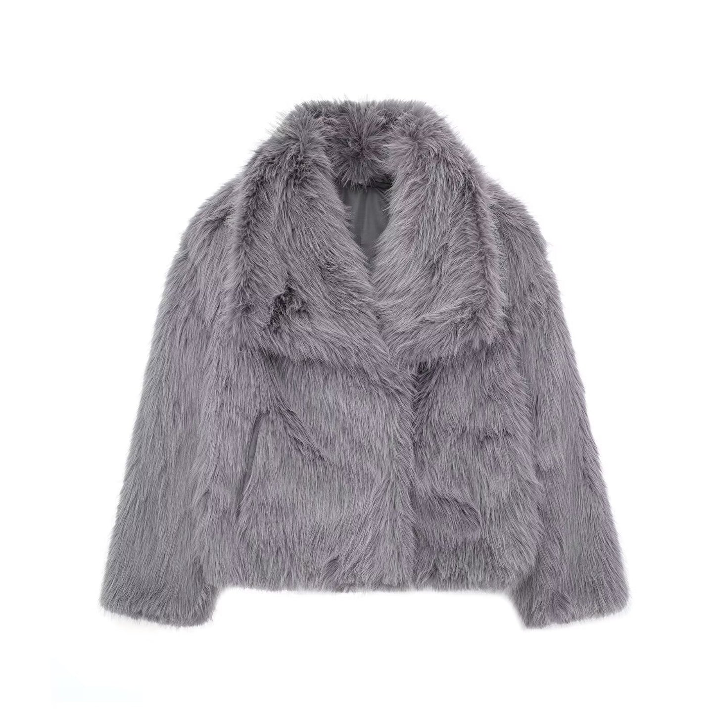 Winter Plush Coat Fashion Thicken Lapel Outwear