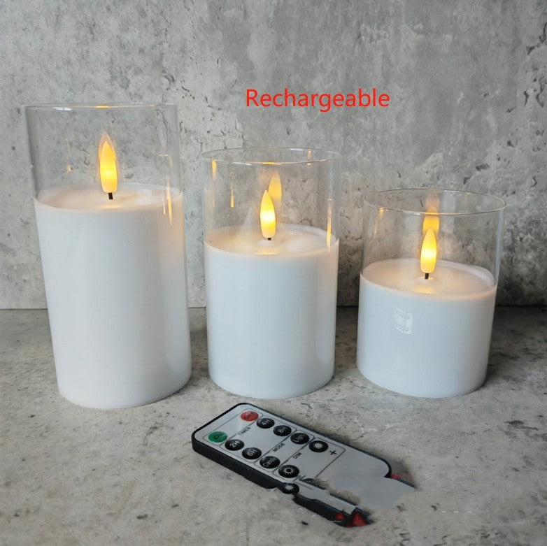 Electroplated Glass LED Electronic Candle Lights Rechargeable