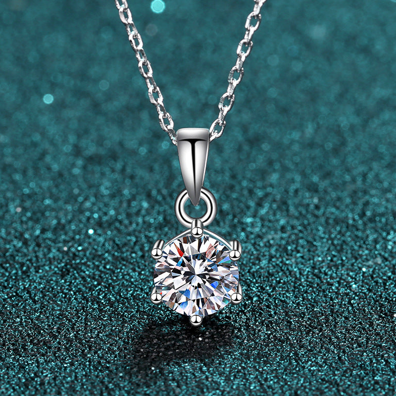 High-grade Moissanite Six-claw Pendant Necklace