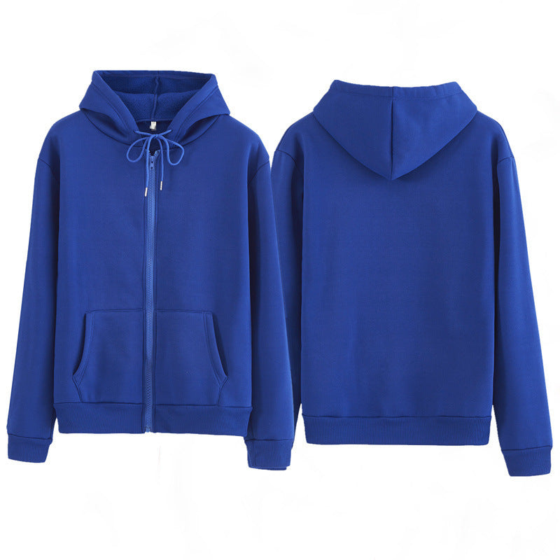 Men And Women Plus Velvet Thick Zipper Hooded Sweater